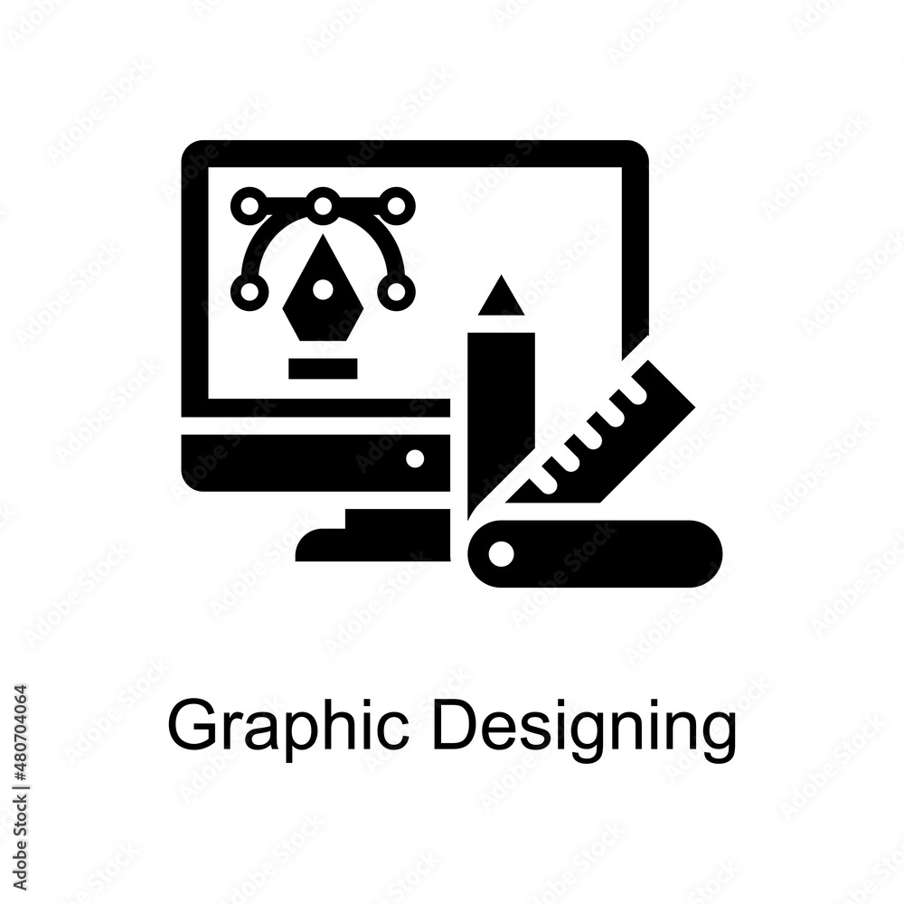 Graphic Designing vector Solid Icon Design illustration. Educational Technology Symbol on White background EPS 10 File