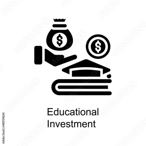 Educational Investment vector Solid Icon Design illustration. Educational Technology Symbol on White background EPS 10 File
