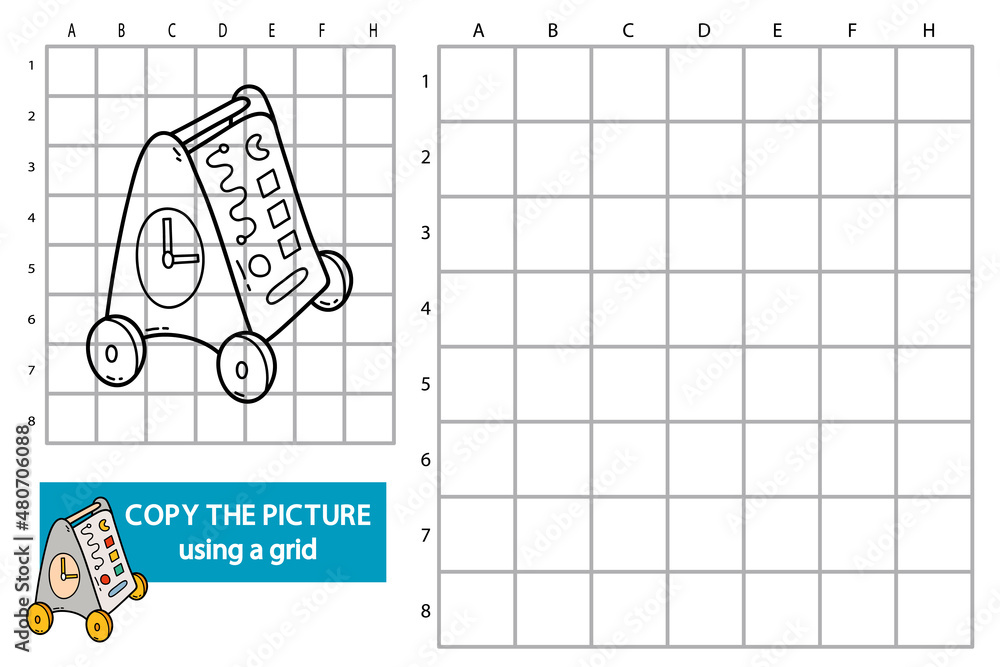 Vector illustration of grid copy picture educational puzzle game with ...
