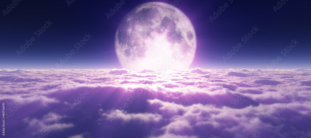 above clouds full moon illustration above clouds full moon illustration