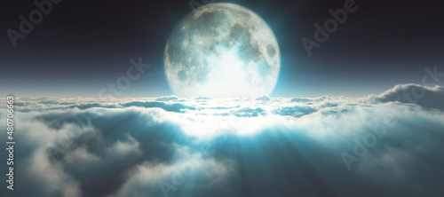 above clouds full moon illustration photo