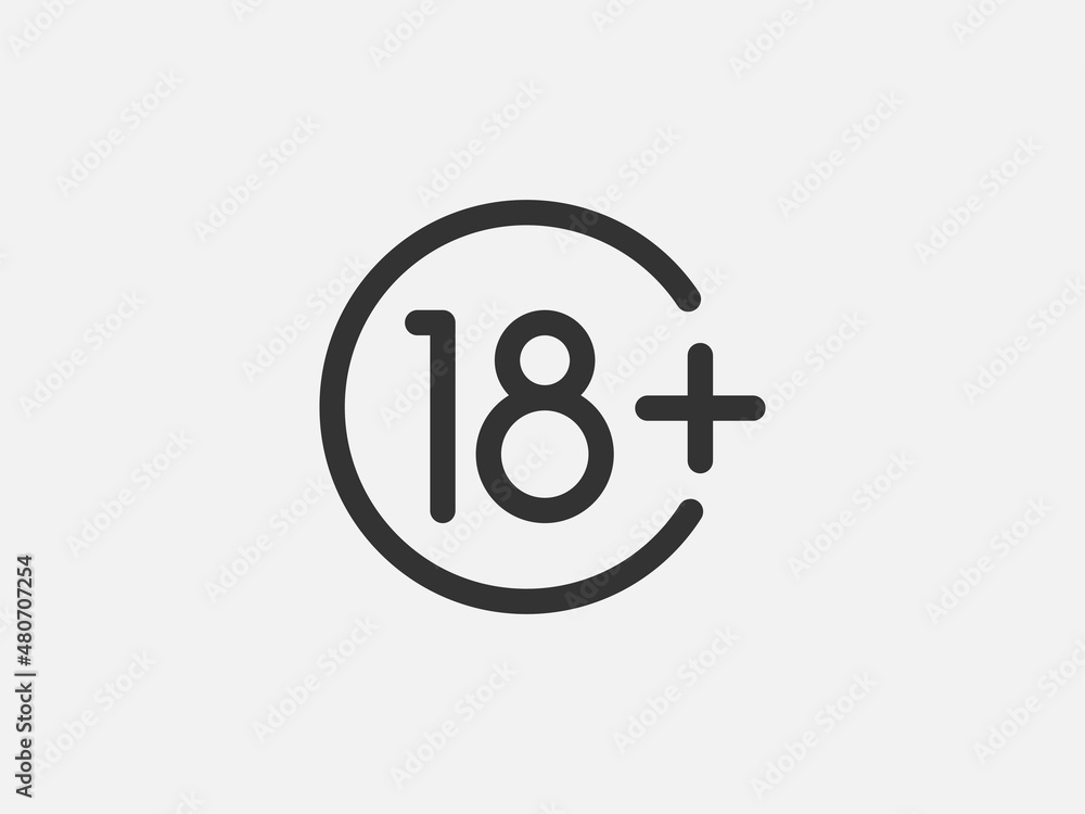 Plus 18 prohibition sign for people under eighteen years of age. For adults only. Vector illustration. Plus 18 prohibition sign for people under eighteen years of age. For adults only. Vector illustration.