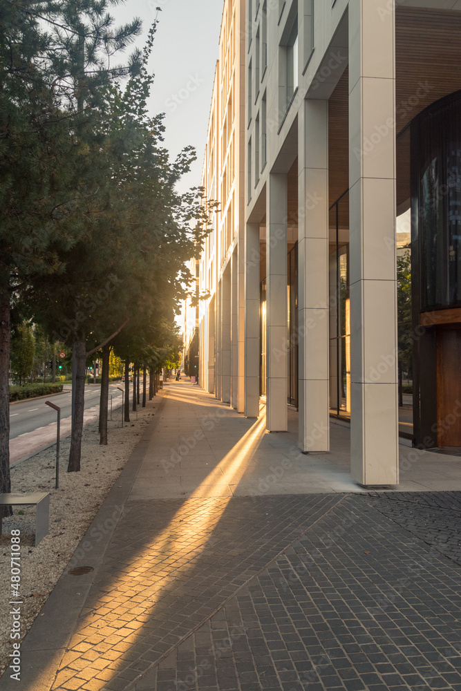 Sunrise with modern architecture on Dronning Eufemias gate street in Oslo, Norway. Sunrise with modern architecture on Dronning Eufemias gate street in Oslo, Norway.