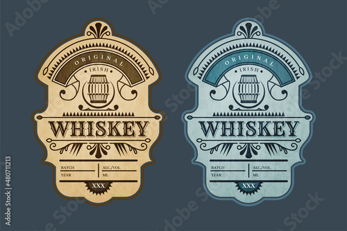 Leinwand Poster Set of vintage whiskey labels