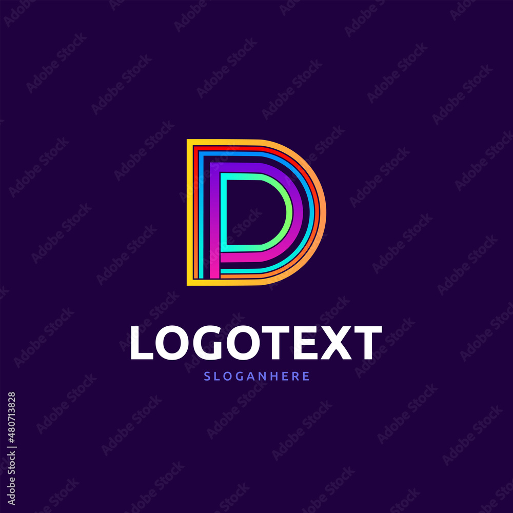 Fototapeta premium D letter colorful logo abstract design. D alphabet logo