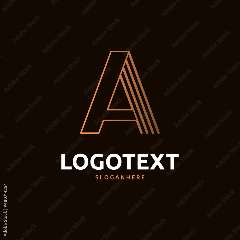A letter golden logo abstract design. A alphabet golden logo A letter golden logo abstract design. A alphabet golden logo