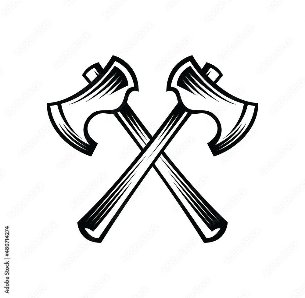 axe cross with a retro engraved style. axe cross with a retro engraved style.