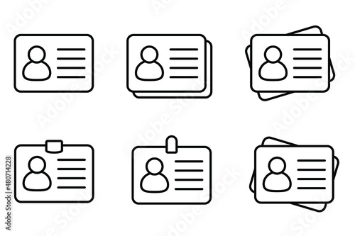 ID Card icon collection. Employee clerk card, driver license, Identification card, staff identification card symbol. Design for website and mobile app.