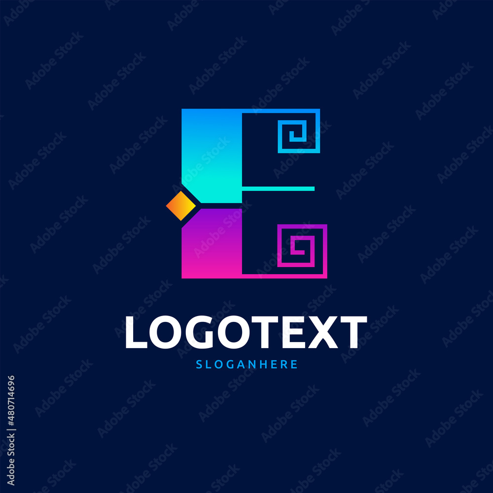 E letter colorful logo abstract design. E alphabet logo E letter colorful logo abstract design. E alphabet logo