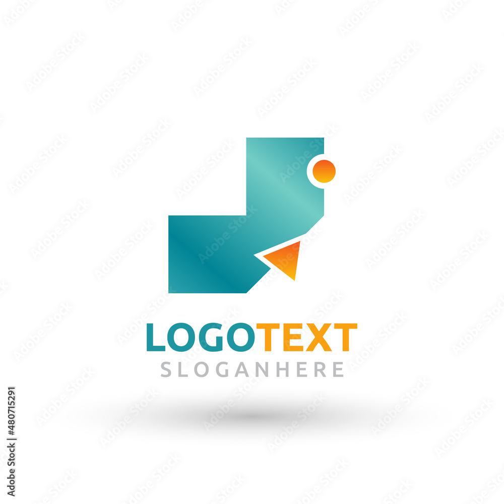 letter J logo. shape logo. blue geometric logo letter J logo. shape logo. blue geometric logo