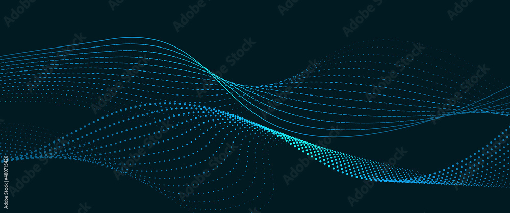 Abstract futuristic over data flowing, particles wave pattern dots, line particles isolated vector illustration. Concept of futuristic technology Abstract futuristic over data flowing, particles wave pattern dots, line particles isolated vector illustration. Concept of futuristic technology