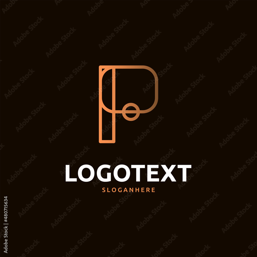 P letter golden logo abstract design. P alphabet golden logo P letter golden logo abstract design. P alphabet golden logo