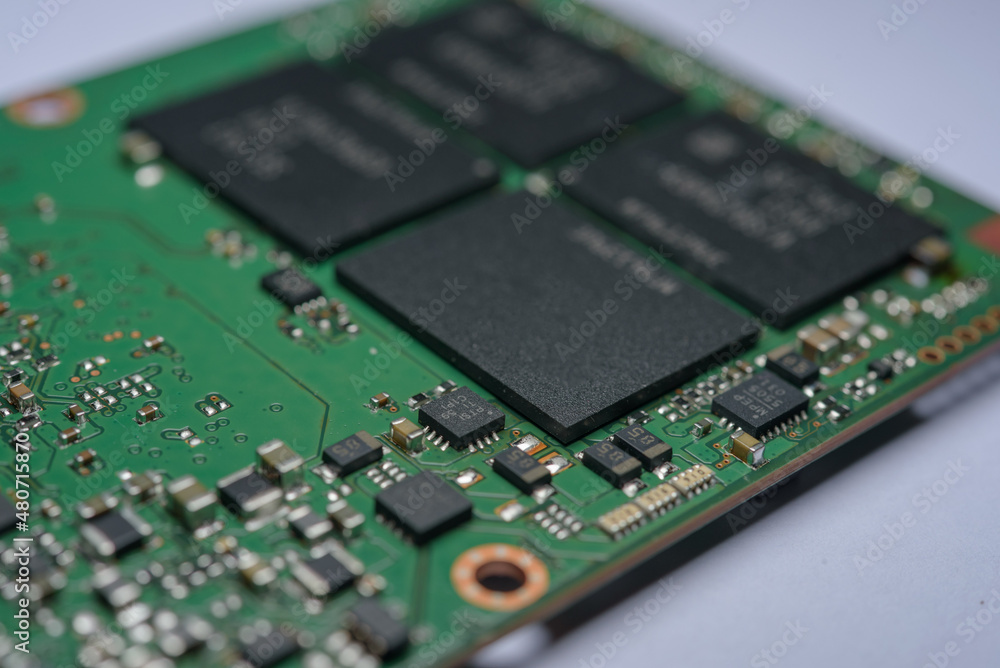 elektronischer Chip Nahaufnahme, Mikrochip Detail elektronischer Chip Nahaufnahme, Mikrochip Detail