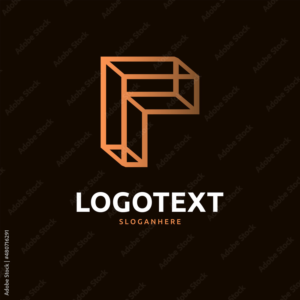 Fototapeta premium P letter golden logo abstract design. P alphabet golden logo