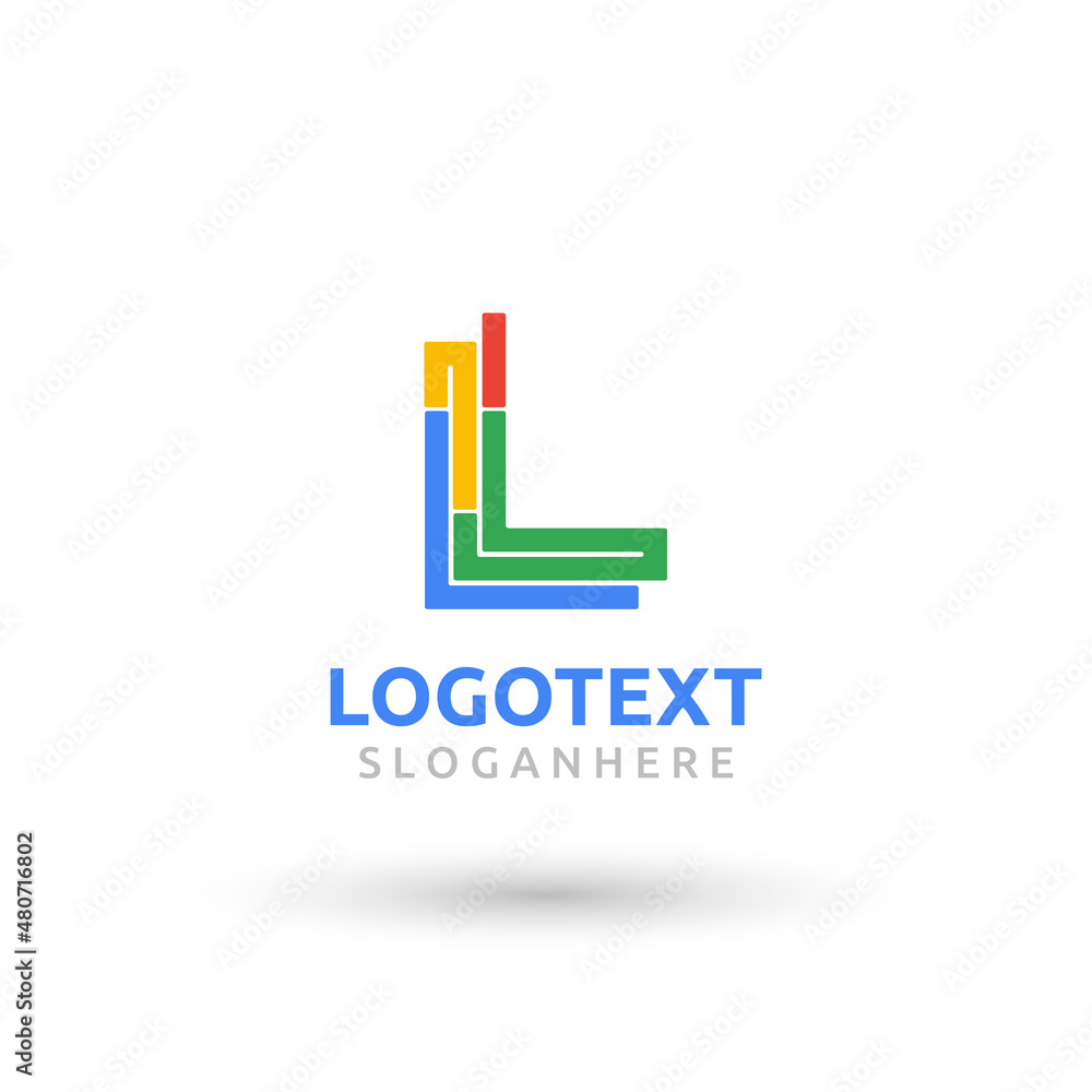letter L logo. flat colorful logo. geometric shape logo letter L logo. flat colorful logo. geometric shape logo
