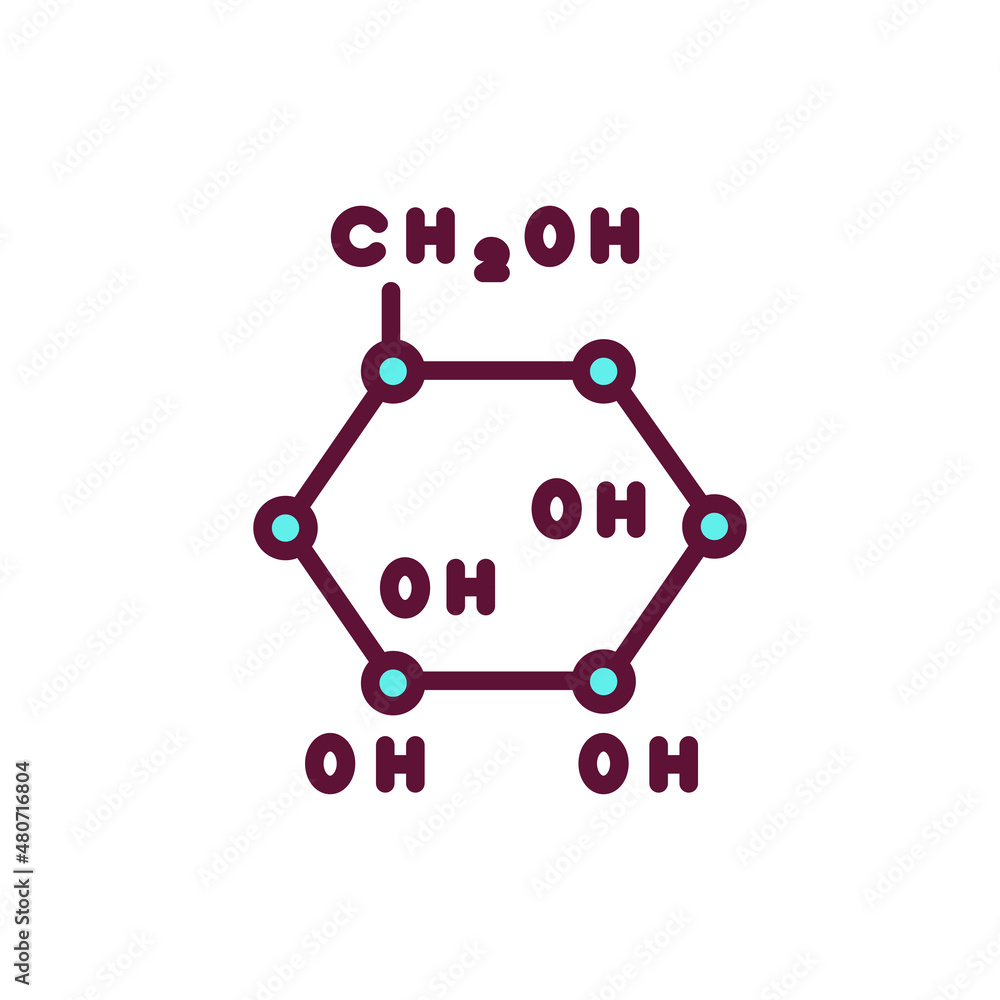 Glucose formula line icon. Isolated vector element. Glucose formula line icon. Isolated vector element.