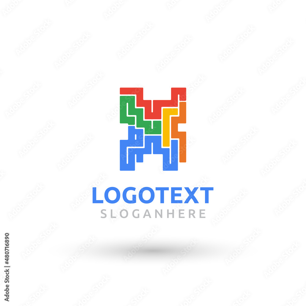 letter X logo. flat colorful logo. geometric shape logo