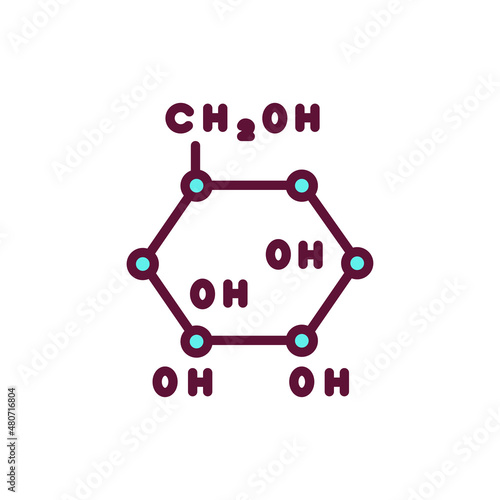 Glucose formula line icon. Isolated vector element.