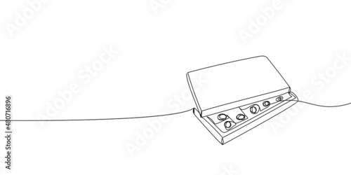 Box of sweets continuous line drawing. One line art of decoration, cupcakes, muffin, chocolate, gift, romance, March 8, birthday, valentine s day, relationship, love.
