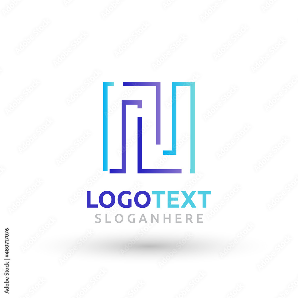 N letter colorful logo abstract design. N alphabet logo
