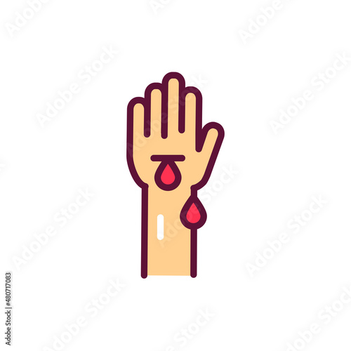 Poor wound healing line icon. Isolated vector element.