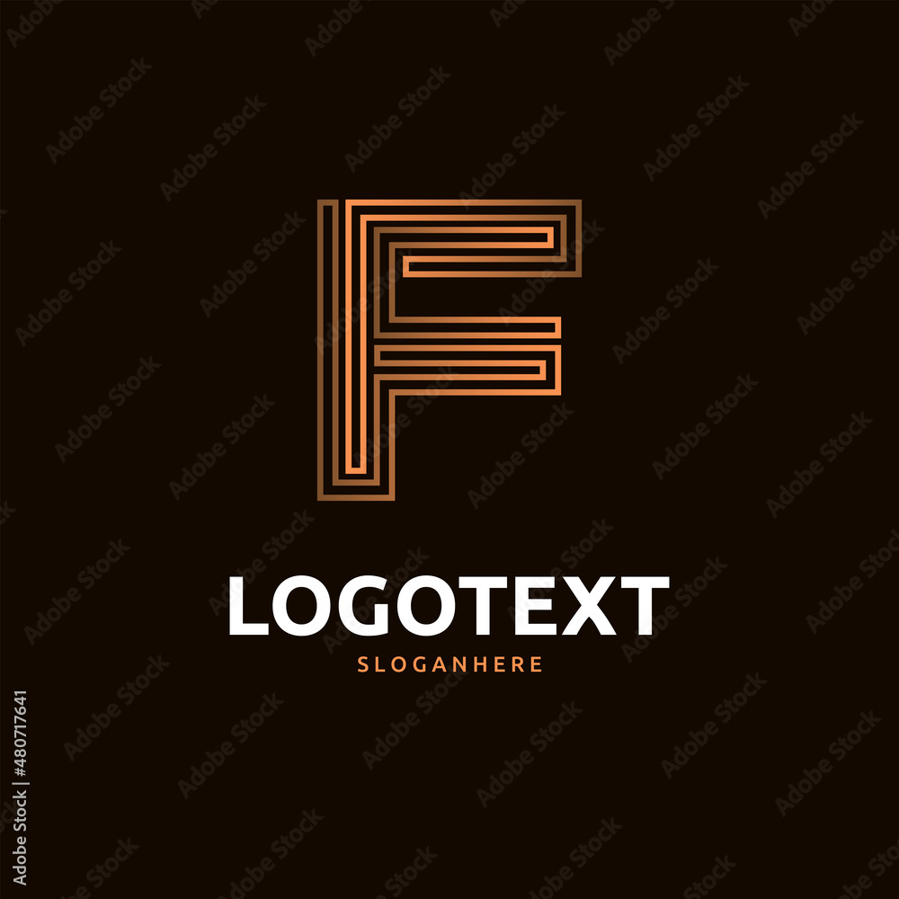 F letter golden logo abstract design. F alphabet golden logo F letter golden logo abstract design. F alphabet golden logo