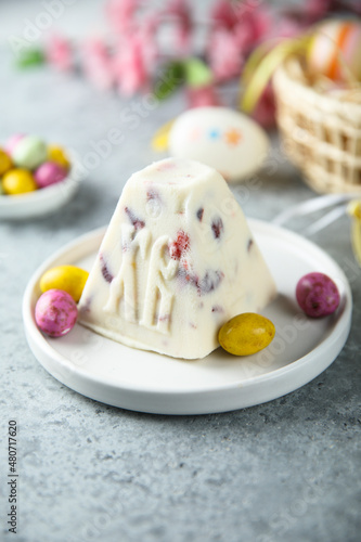Traditional Russian Easter dessert with dried fruits