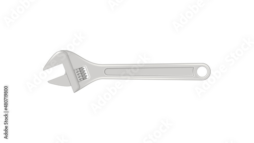 Realistic adjustable wrench isolated on white background. Vector illustration.