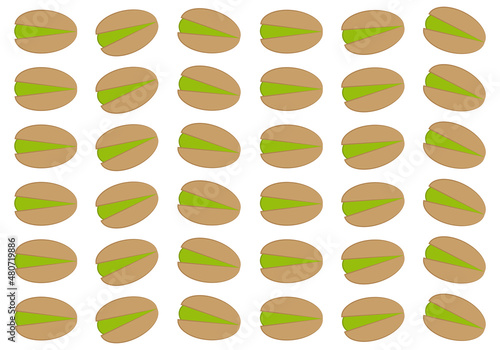 Icono de pistacho con cáscara en fondo blanco. 