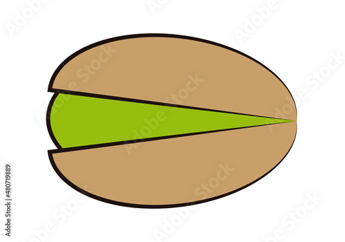 Icono de pistacho con cáscara en fondo blanco. 