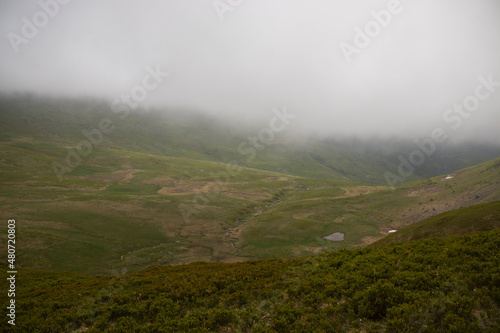 Fog in the mountains. Carpathian mountains. Views from the Carpathian mountains. Dragobrat