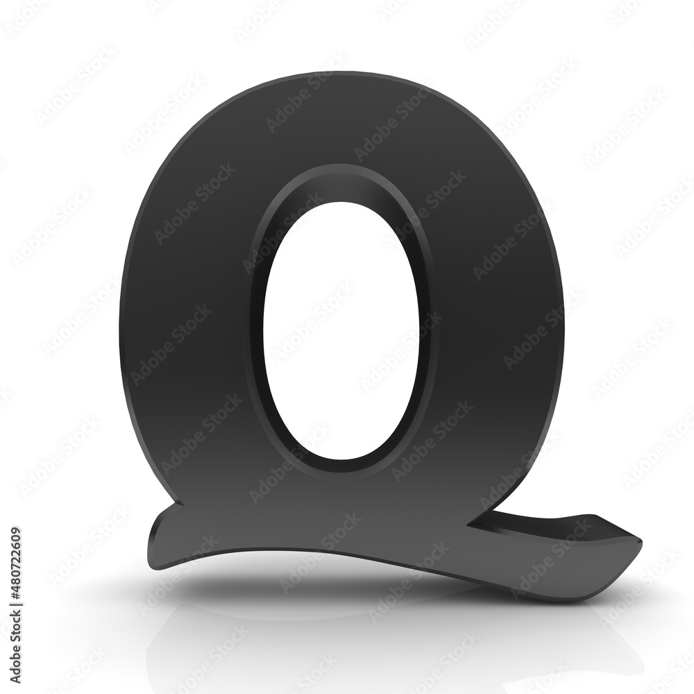 Q letter black sign capital letter 3d isolated on white background Q letter black sign capital letter 3d isolated on white background