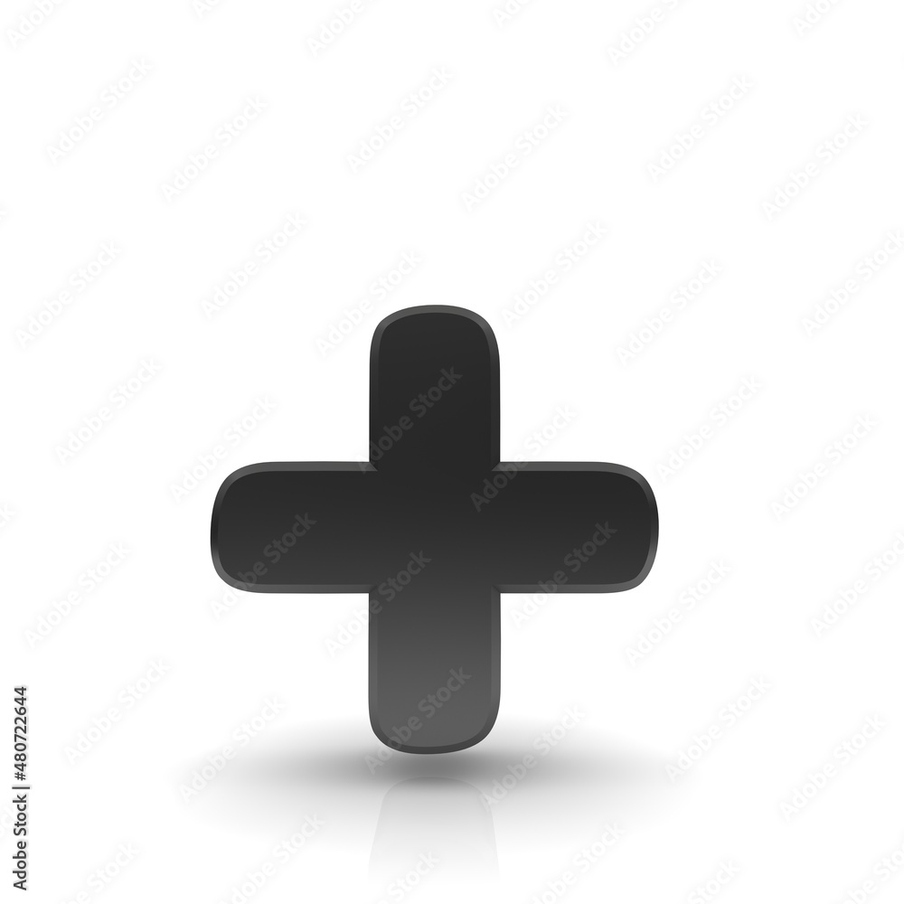 Plus sign black 3d cross symbol isolated on white Plus sign black 3d cross symbol isolated on white