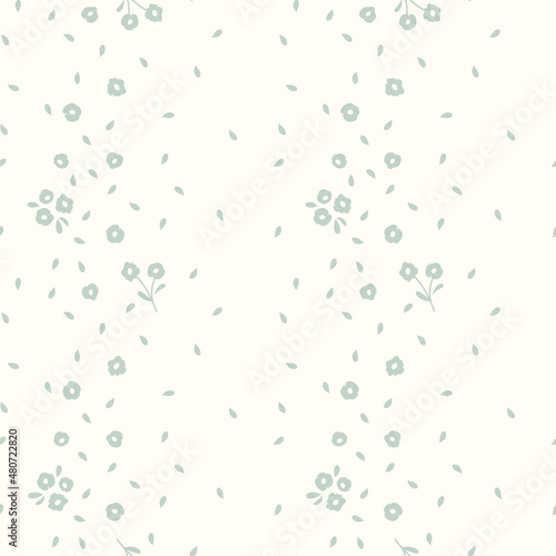 Fototapeta Naklejka Na Ścianę i Meble -  Floral seamless pattern design in grey. Flowers and leaves print for paper or fabric.