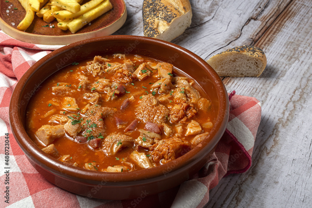 Traditional rabbit meat stew with red wine sauce Traditional rabbit meat stew with red wine sauce