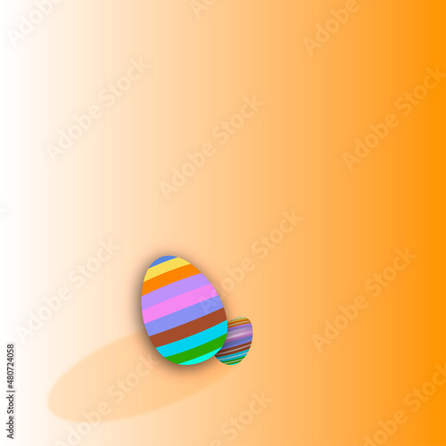 Easter eggs on orange background