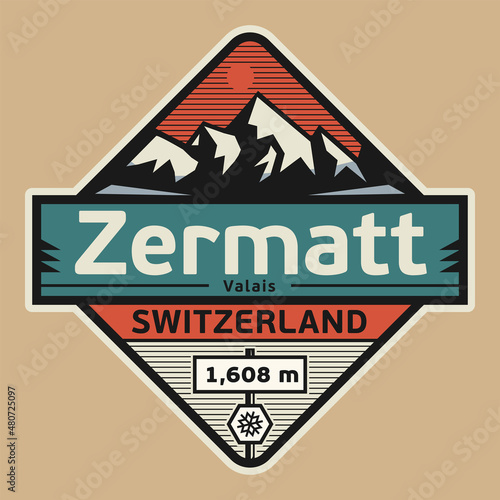 Emblem with the name of Zermatt, Switzerland