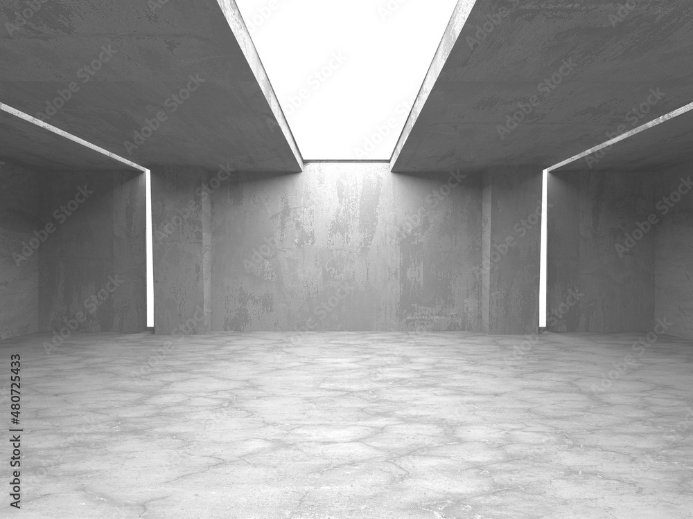 Dark Concrete Wall Architecture. Empty Room