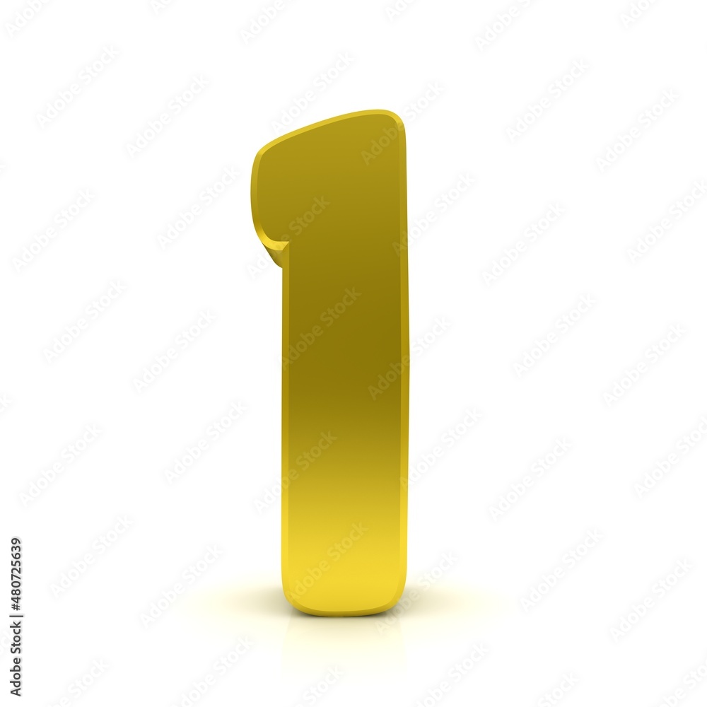 1 one gold 3d number 1 one gold 3d number
