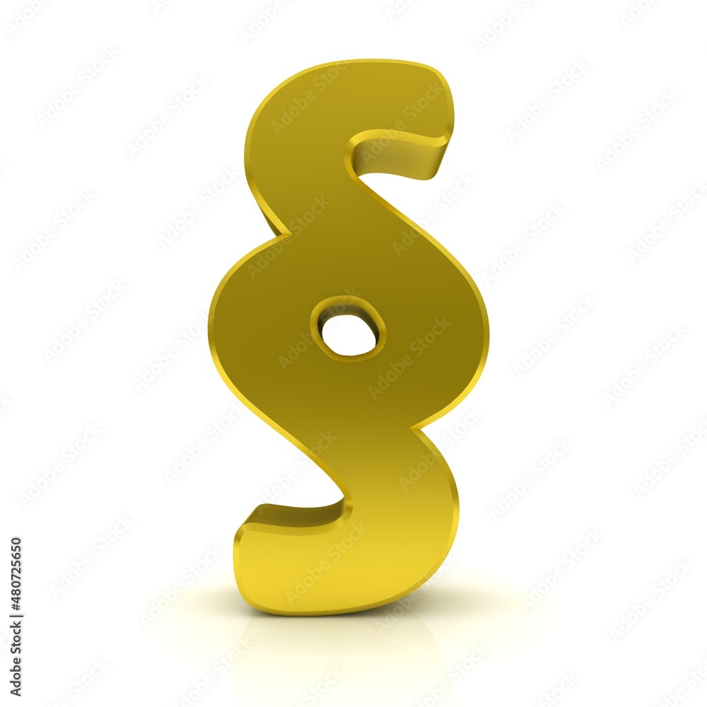 Paragraph sign golden article symbol 3d rendering isolated on white background Paragraph sign golden article symbol 3d rendering isolated on white background