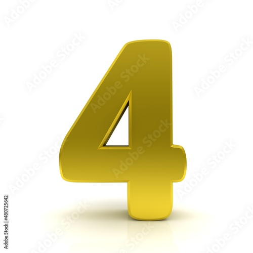4 four gold 3d number