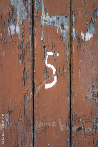 old door with number five photo