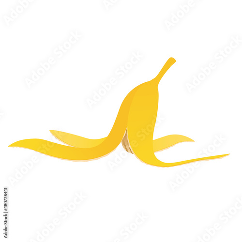 Banana peel funny cartoon illustration мector with simple gradients. Flat template on white backdrop. Organic garbage waste recycling 