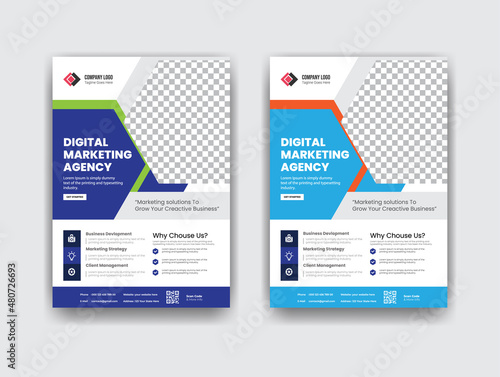 Digital marketing agency flyer template design vector brochure template design