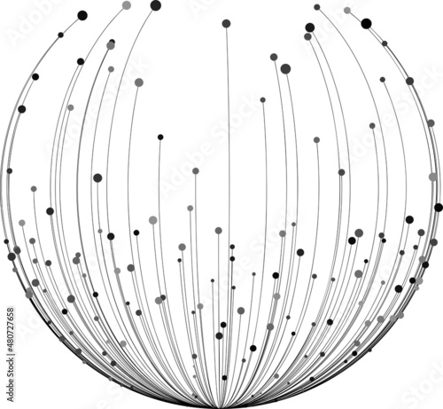 Point and curve constructed the sphere wire frame, technological abstract illustration.