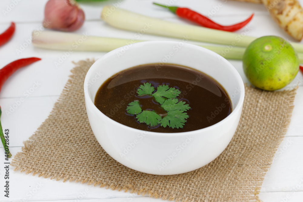 Boiled Fermented Fish sauce or Pickled fish sauce, Traditional thai food preserved name in thai is Pla ra Boiled Fermented Fish sauce or Pickled fish sauce, Traditional thai food preserved name in thai is Pla ra