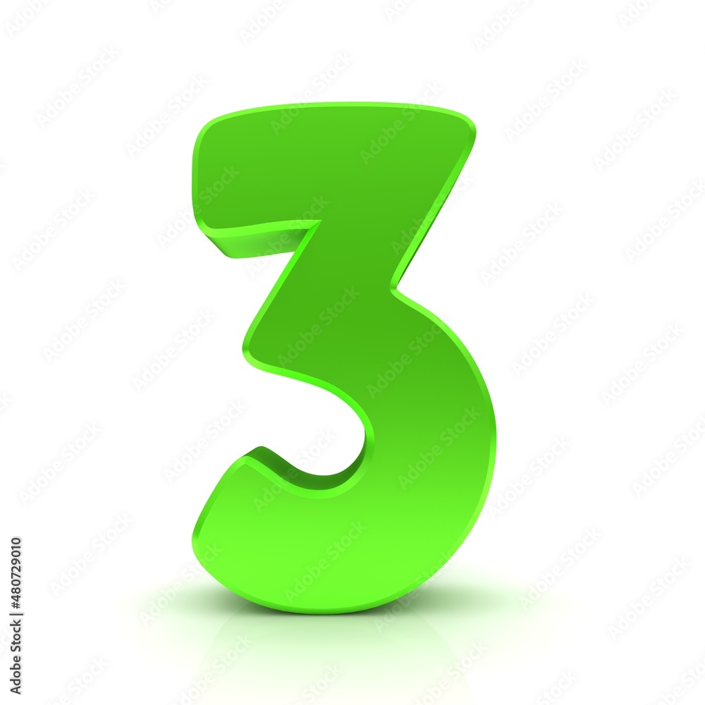3 green number 3d three 3 green number 3d three
