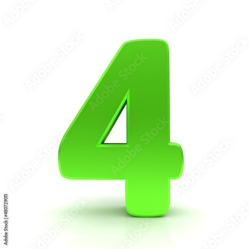 4 green number 3d four