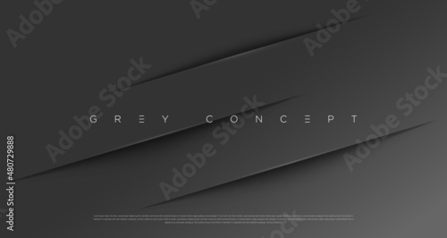 Grey premium abstract background with luxury lines and geometric shapes. Modern metallic backdrop for poster, headline, banner, wallpaper and futuristic design concepts. Vector EPS