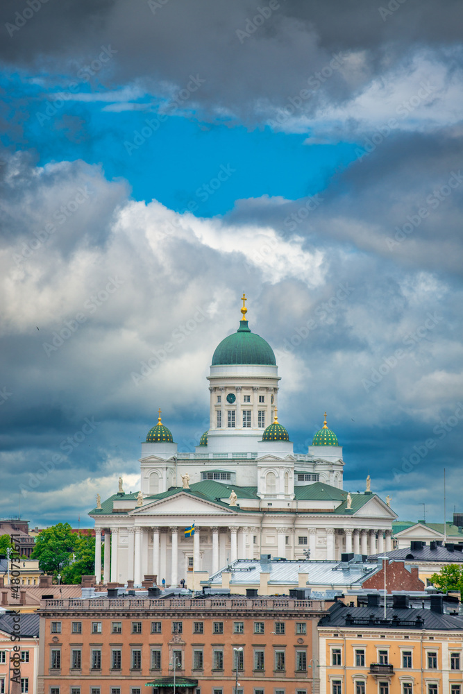 Helsinki White Cathedral on a sunny day, Finland.